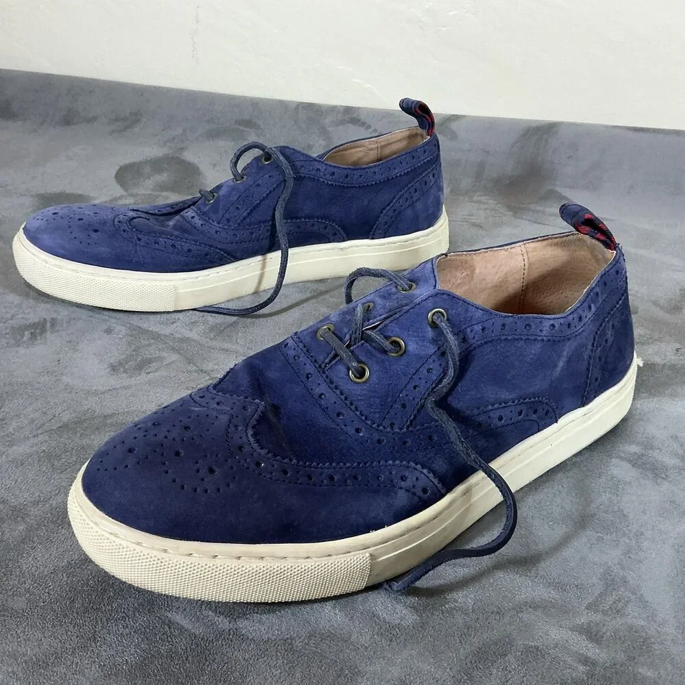 Polo Ralph Lauren Navy Brogued Sneakers Jarrod Wingtip 9 D Leather Shoes